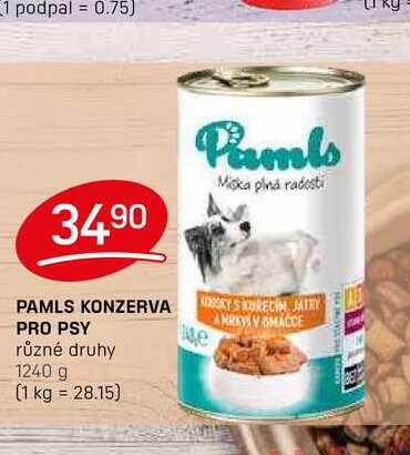 PAMLS KONZERVA PRO PSY různé druhy 1240 g 