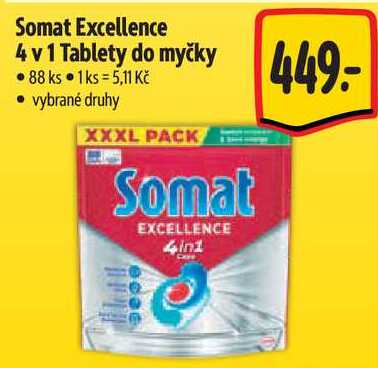 Somat Excellence 4 v 1 Tablety do myčky, 88 ks  
