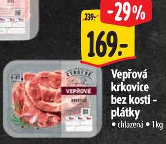 Vepřová krkovice bez kosti - plátky, 1 kg