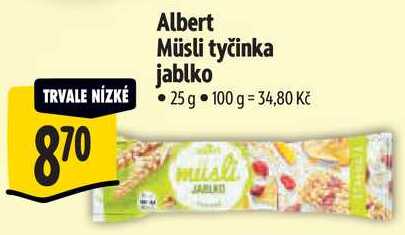 Albert Müsli tyčinka jablko, 25 g