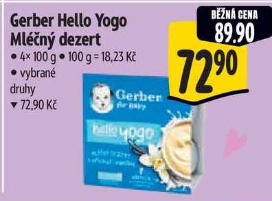 Gerber Hello Yogo Mléčný dezert, 4x 100 g