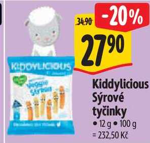 Kiddylicious Sýrové tyčinky, 12 g