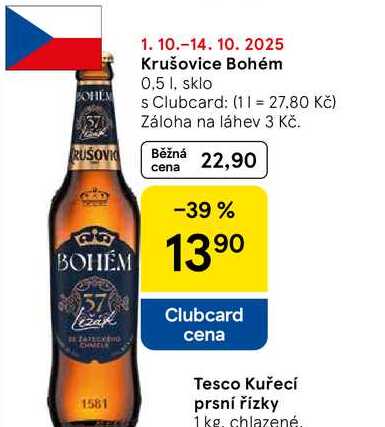 Krušovice Bohém, 0,5 l, sklo 