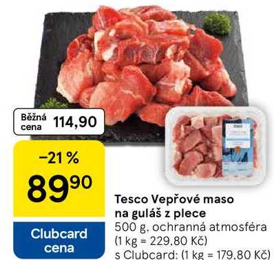 Tesco Vepřové maso na guláš z plece, 500 g 