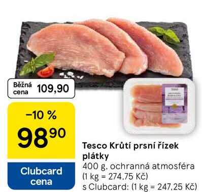 Tesco Krůtí prsní řízek plátky, 400 g 