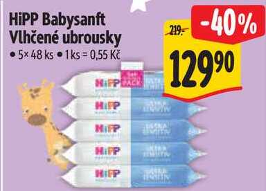 HiPP Babysanft Vlhčené ubrousky, 5x 48 ks 