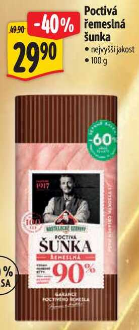 Poctivá řemeslná šunka, 100 g