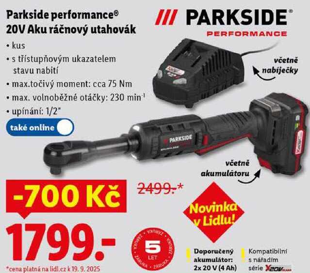 Parkside performance 20V Aku ráčnový utahovák