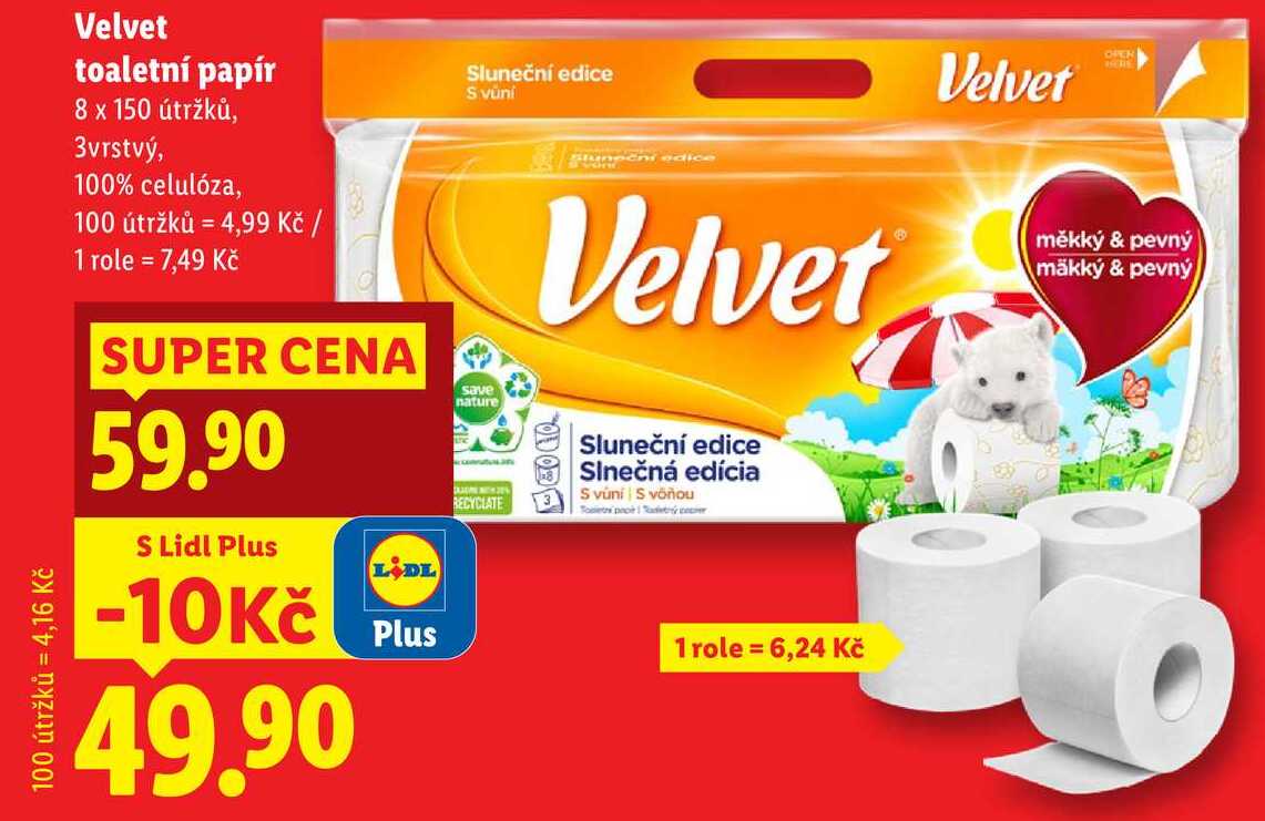 Velvet toaletní papír, 8 rolí