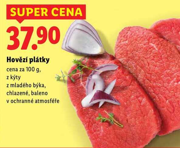 Hovězí plátky, cena za 100 g