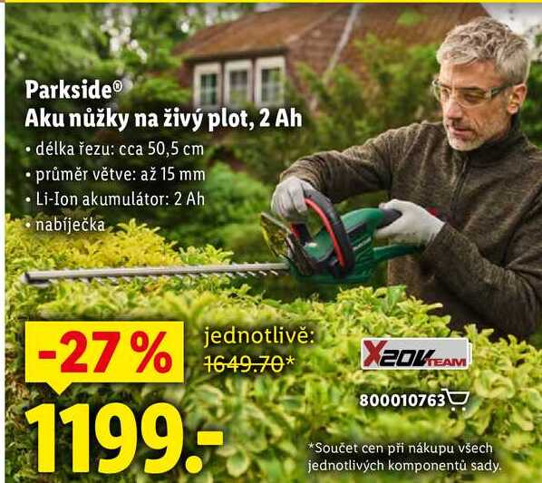 Parkside Aku nůžky na živý plot, 2 Ah 