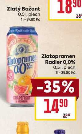 Zlatopramen Radler 0,0% 0,51, plech