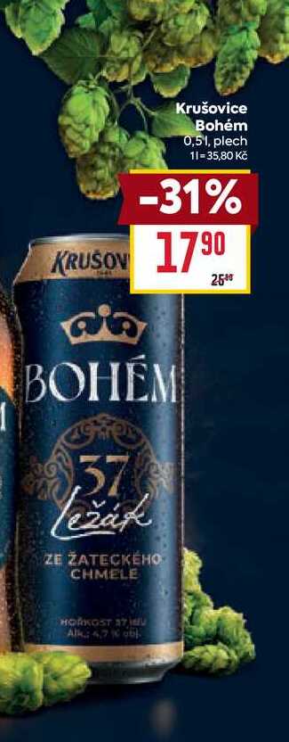 Krušovice Bohém 0,51, plech 