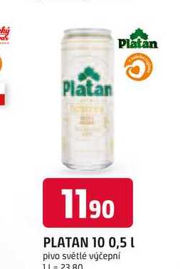 Platan 10 světlé výčepní pivo 0,5 l 0.5l plechovka