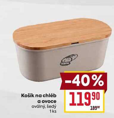 Košík na chléb a ovoce oválný, šedý 1 ks