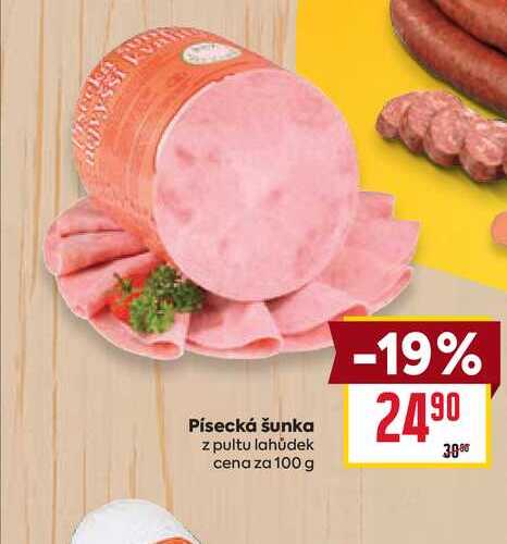 Písecká šunka z pultu lahůdek cena za 100 g 