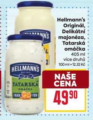 Hellmann's Originál, Delikátní majonéza, Tatarská omáčka 405 ml 