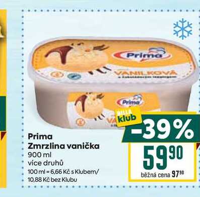 Prima Zmrzlina vanička 900 ml 