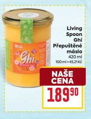 Living Spoon Ghí Přepuštěné máslo 420 ml 
