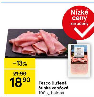 Tesco Dušená šunka vepřová, 100 g, balená  