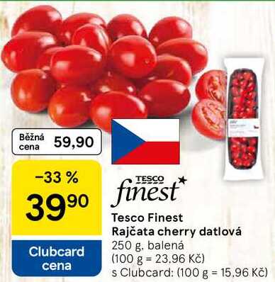 Tesco Finest Rajčata cherry datlová, 250 g 