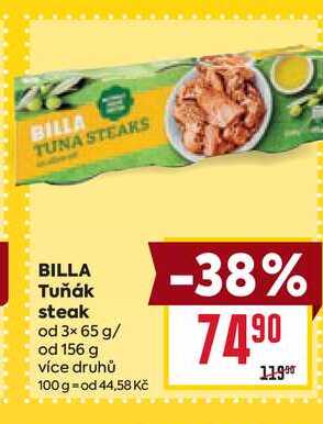 BILLA Tuňák steak od 3× 65 g/ od 156 g 