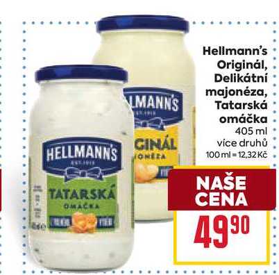 Hellmann's Originál, Delikátní majonéza, Tatarská omáčka 405ml