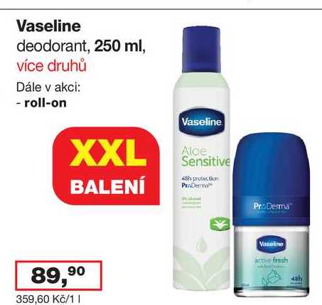 Vaseline deodorant, 250 ml, více druhů 