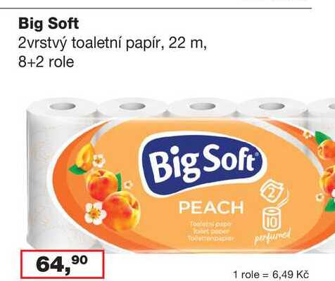 Big Soft toaletní papír, 2vrstvý 22 m, 8+2 role
