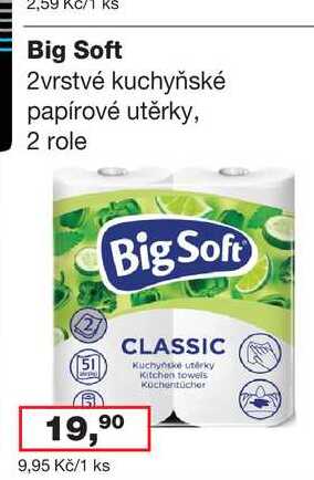Big Soft 2vrstvé kuchyňské papírové utěrky, 2 role 