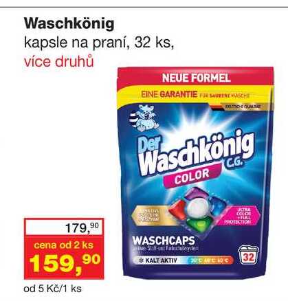 Waschkönig kapsle na praní, 32 ks, více druhů