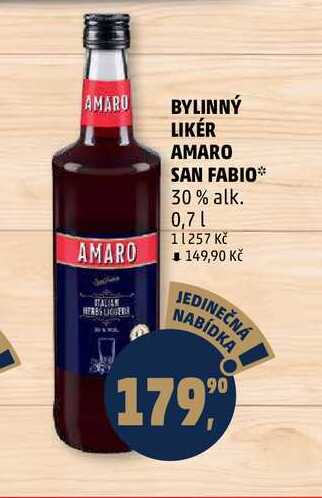 BYLINNÝ LIKÉR AMARO SAN FABIO, 0,7 l