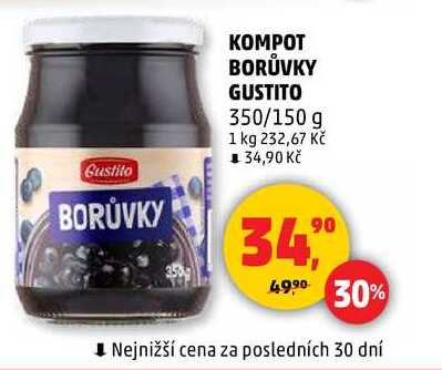 KOMPOT BORŮVKY GUSTITO, 350 g