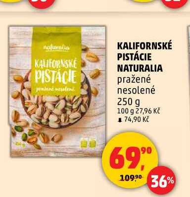 KALIFORNSKÉ PISTÁCIE NATURALIA pražené nesolené, 250 g 