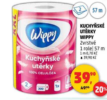 KUCHYŇSKÉ UTĚRKY WIPPY 2vrstvé, 1 role