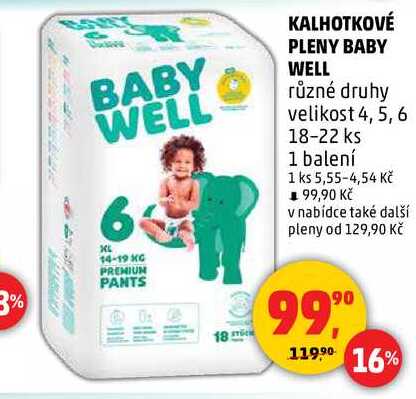 KALHOTKOVÉ PLENY BABY WELL, velikost 4, 5, 6, 18-22 ks