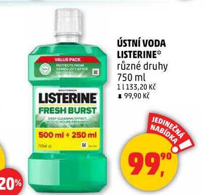 ÚSTNÍ VODA LISTERINE, 750 ml 