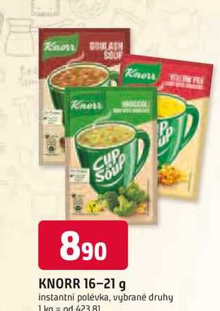KNORR 16-21 g instantní polévka, vybrané druhy