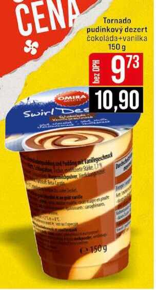 OMIRA Tornado pudinkový dezert čokoláda+vanilka 150 g 