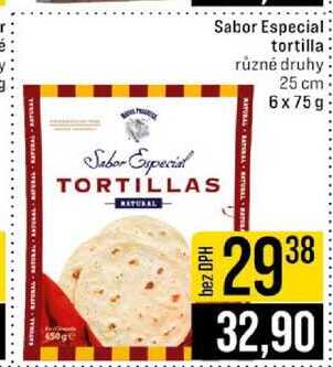 Sabor Especial tortilla 25 cm 6x75 g  