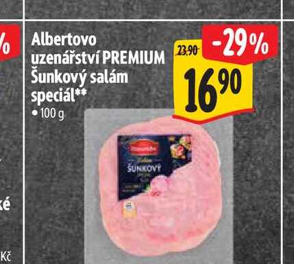  Albertovo uzenářství PREMIUM šunkový salám speciál 100 g  