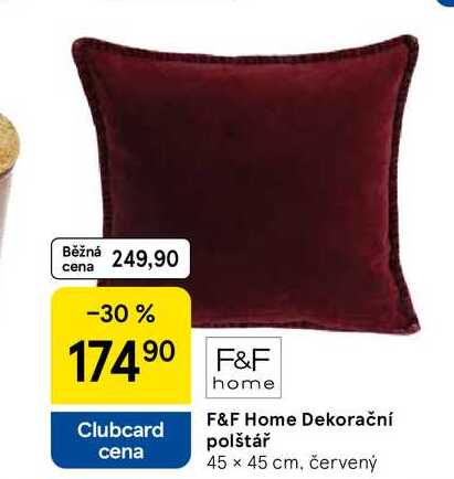 F&F Home Dekorační polštář 45 x 45 cm, červený 