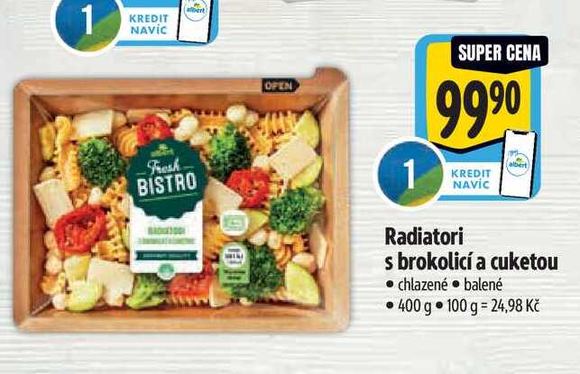  Radiatori s brokolicí a cuketou 400 g