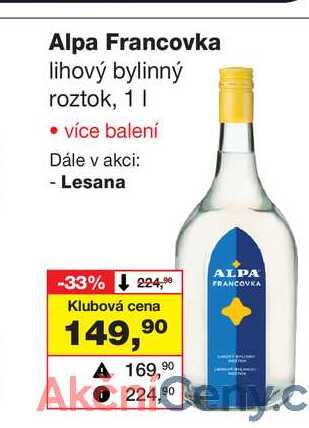 Alpa Francovka lihový bylinný roztok, 1l