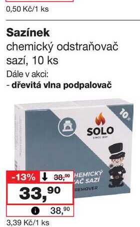 Sazínek chemický odstraňovač sazí, 10 ks 