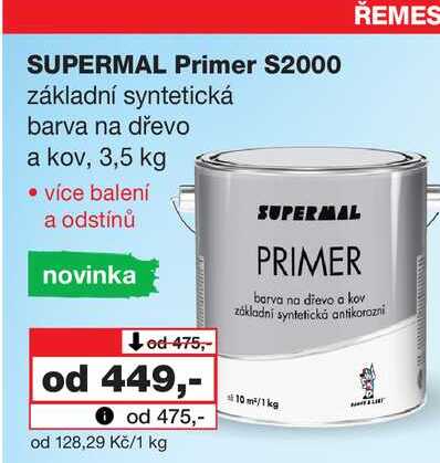 UPERMAL Primer S2000 základní syntetická barva na dřevo a kov, 3,5 kg