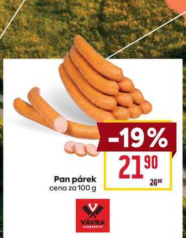 Pan párek cena za 100 g 
