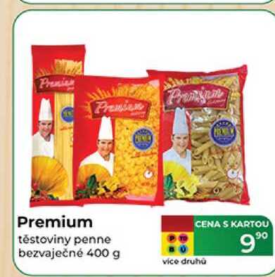 Premium těstoviny penne bezvaječné 400 g 