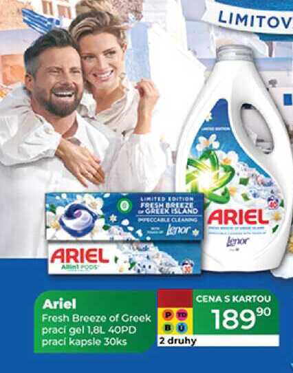 Ariel Fresh Breeze of Greek prací gel 1,8L 40PD prací kapsle 30ks  