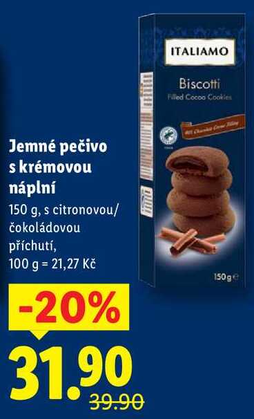 Jemné pečivo s krémovou náplní, 150 g